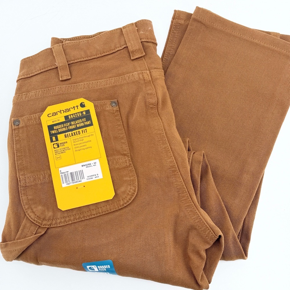 Carhartt BN4296-W Womens Rugged Flex Relaxed Fit Double Front Work Pant Brown 2